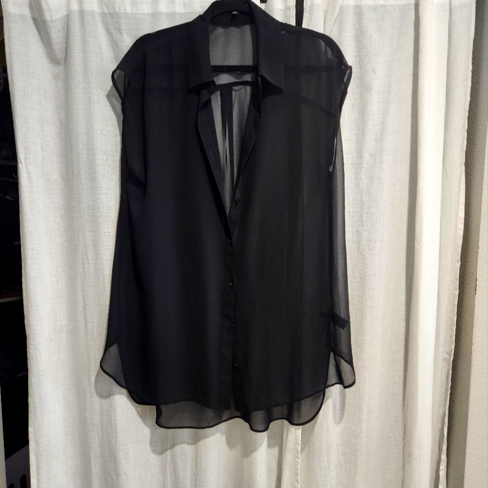 Express Large sheer button tunic top